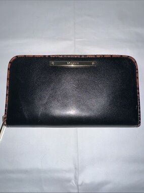 Brahmin Suri Wallet Black/Brown smooth pecan Melbourne zip around wallet